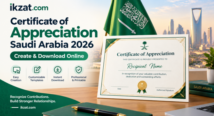Certificate of Appreciation Saudi Arabia ikzat.com